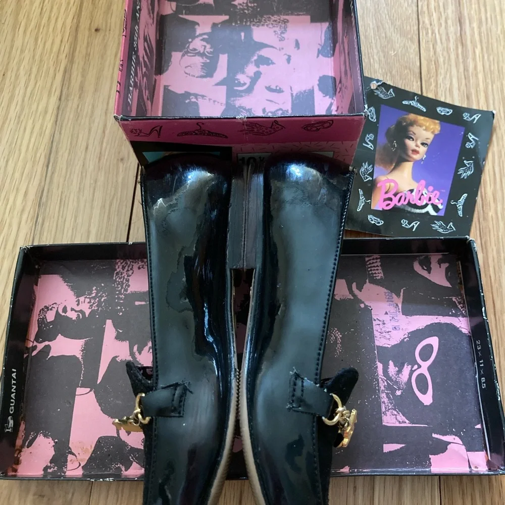 Vintage RARE 1993 Barbie 35th anniversary patent flats little girls size 10.5